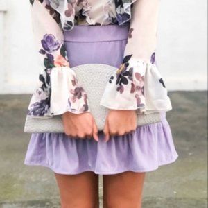J. Crew Lilac Velvet Flounce Hem skirt